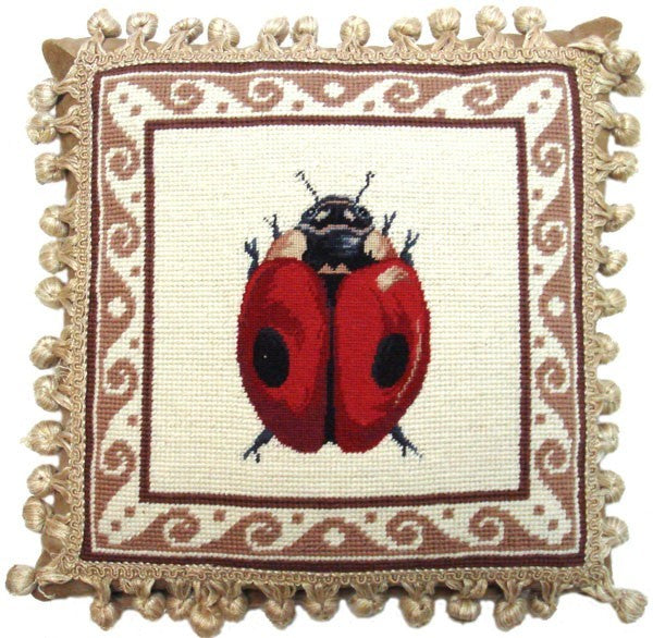 Lady Bug - 12" x 12" needlepoint pillow