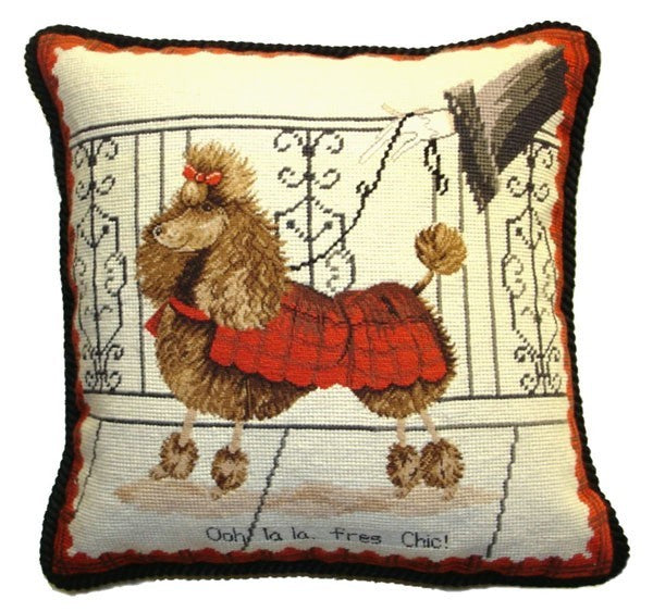 Fancy Poodle - 17" x 17" needlepoint pillow