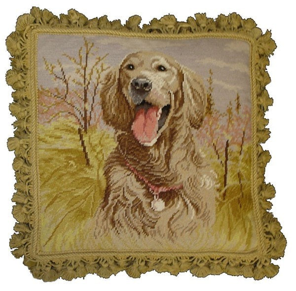 Laughing Dog - 18" x 18" needlepoint pillow