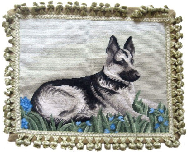 German Shepherd - 14 x 18" needlepoint pillow