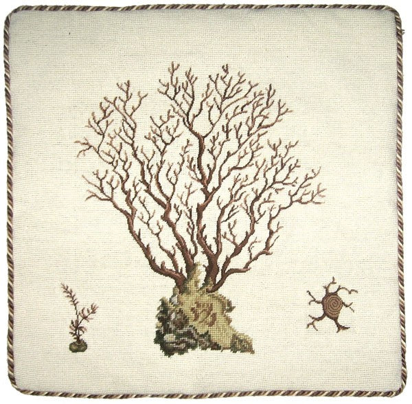 Brown Coral - 21 x 21" needlepoint pillow