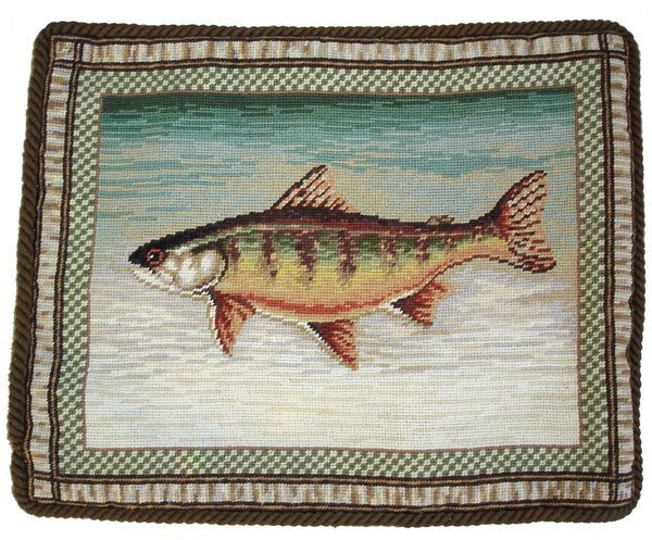 Trout - 17" x 21" needlepoint pillow