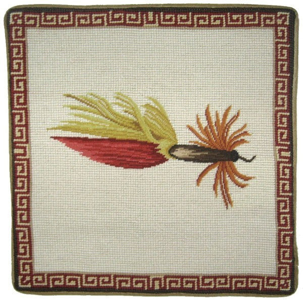 Red and Yellow Fly - 13" x 13" needlepoint pillow