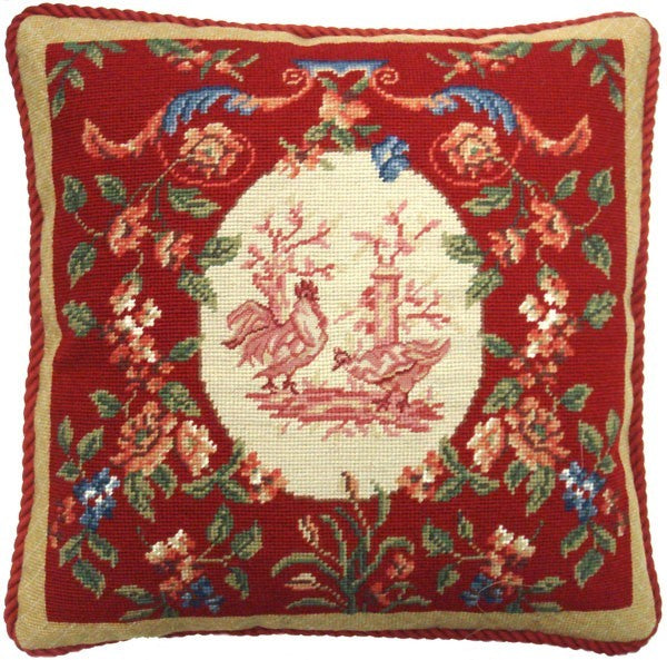 Red Rooster - 19 x 19" needlepoint pillow