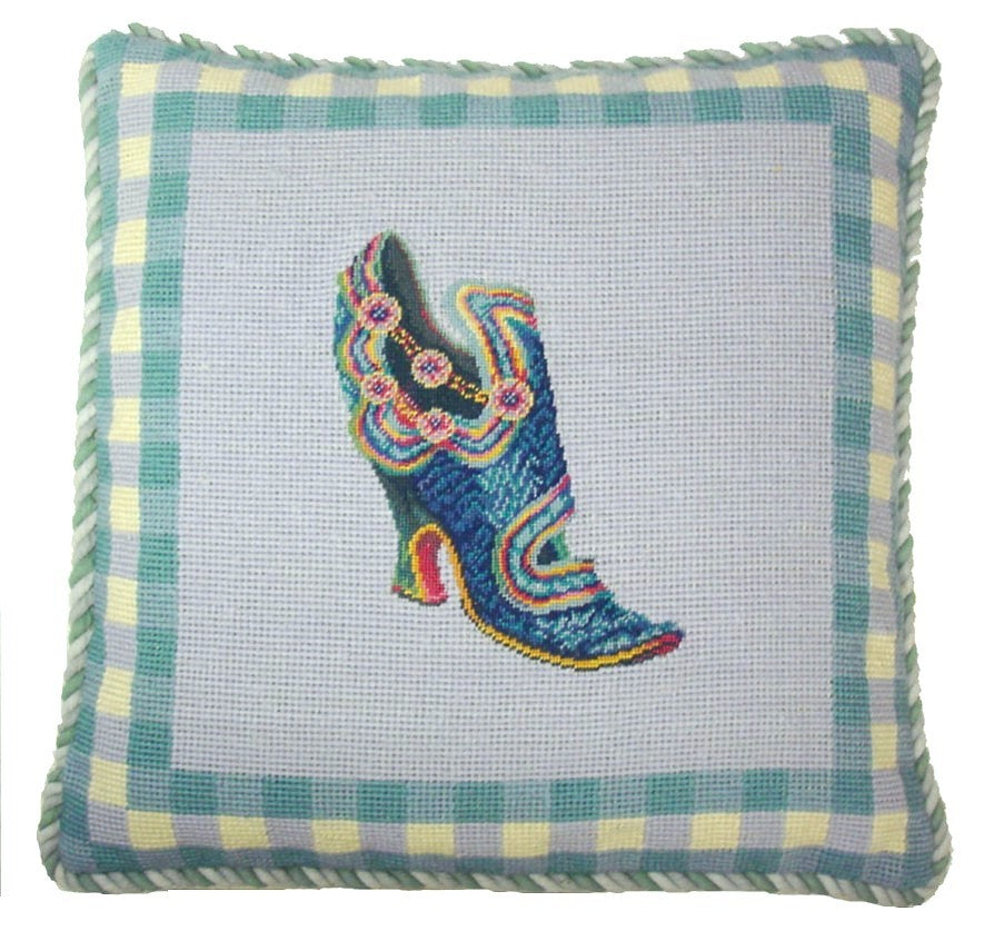 Blue High Heels - Needlepoint Pillow 14x14