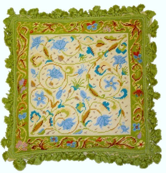 Green Delight - 18" x 18" needlepoint pillow