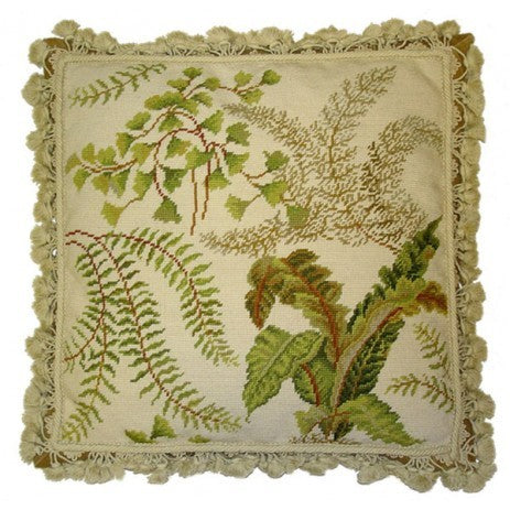 Fern Needlepoint Down Throw Pillow