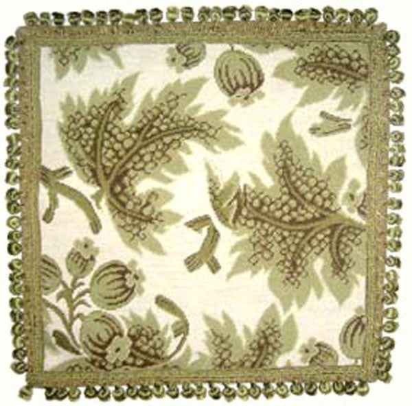 Olive and Ivory - 22" x 22" needlepoint pillow