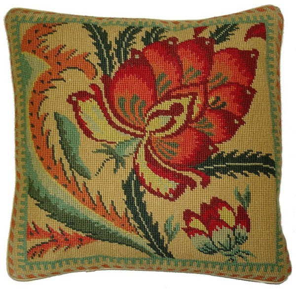 Flower Abstract - 17" x 17" needlepoint pillow