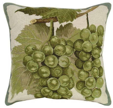 Green Grapes 18" x 18 Petit Point Pillow