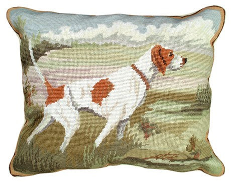 Dog Needlepoint Down Throw Pillow