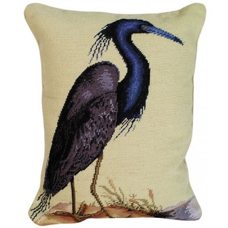 Blue Heron 20"x16" Needlepoint Pillow