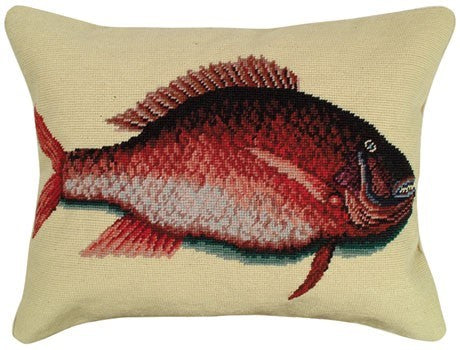 Snapper needlepoint pillow Licensed by Colonial Williamsburg