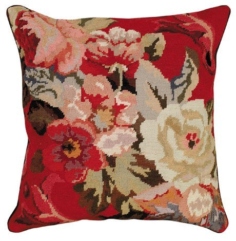 Diagonal Flowers 20" x 20 needlepoint pillow