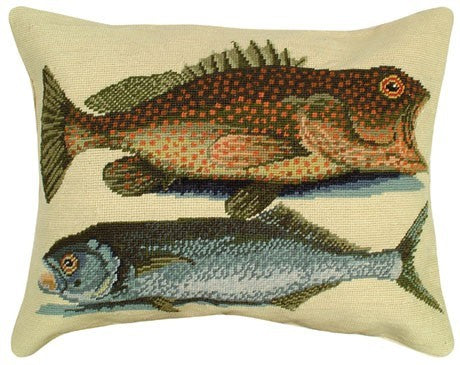 Two Fish -16 x 20 needlepoint pillow