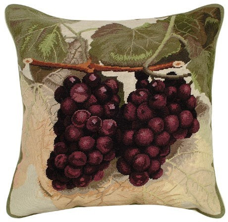 Purple Grapes 18" x 18 Petit Point Pillow