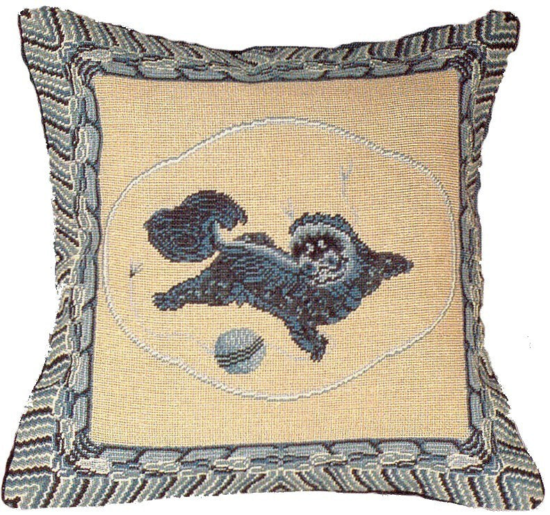 Dog Needlepoint Down Throw Pillow