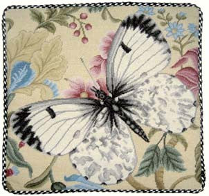 Black Tip Butterfly - 16 x 16" needlepoint pillow