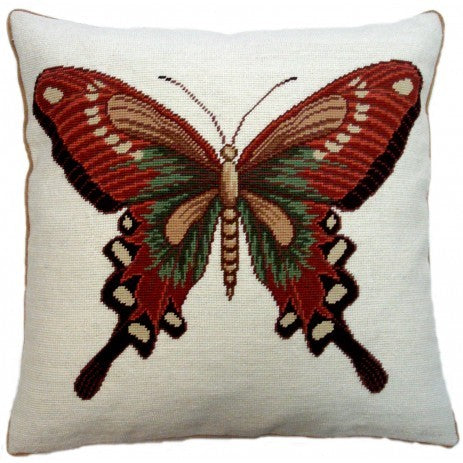 Brown Swallowtail - Needlepoint Pillow 21x21