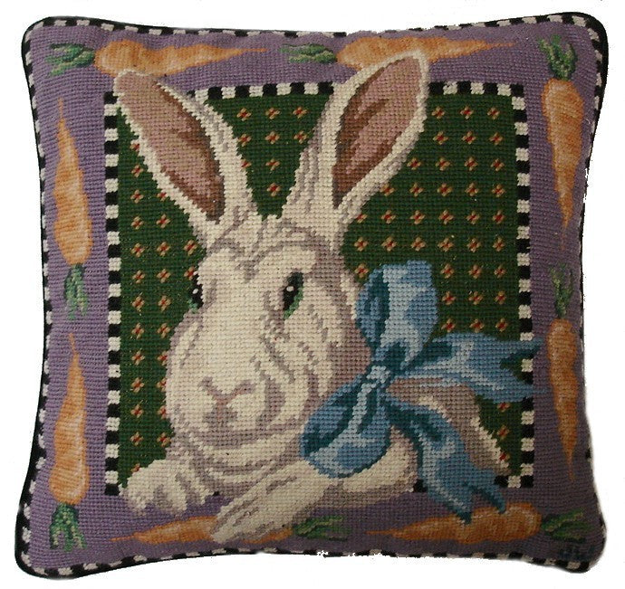 Fancy Rabbit - 14 x 14" needlepoint pillow