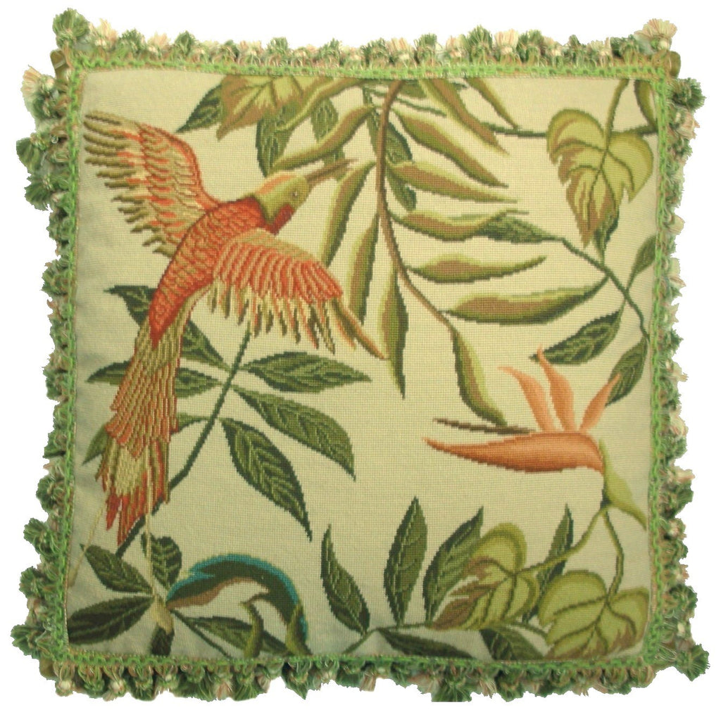 Birds of Paradise - 20 by 20" needlepoint pillow