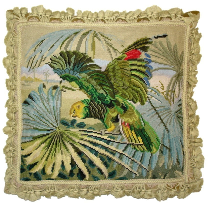 Parrot - 19 x 20" needlepoint pillow