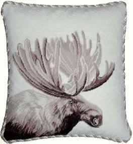 Moose - 17" x 17" needlepoint pillow