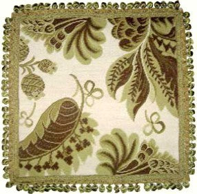 Olive and Brown Leaves - 22" x 22" needlepoint pillow