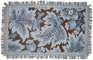 Blue Leaves and Buds - 18" x 26" needlepoint pillow