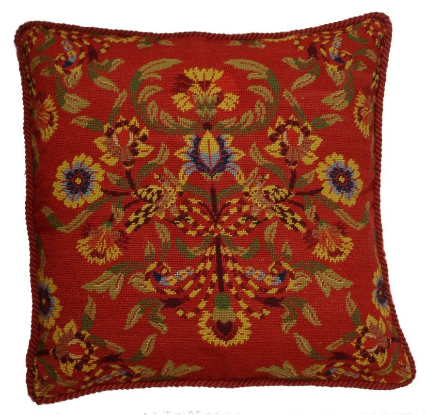 Brightly Red - 23" x 23"  needlepoint pillow