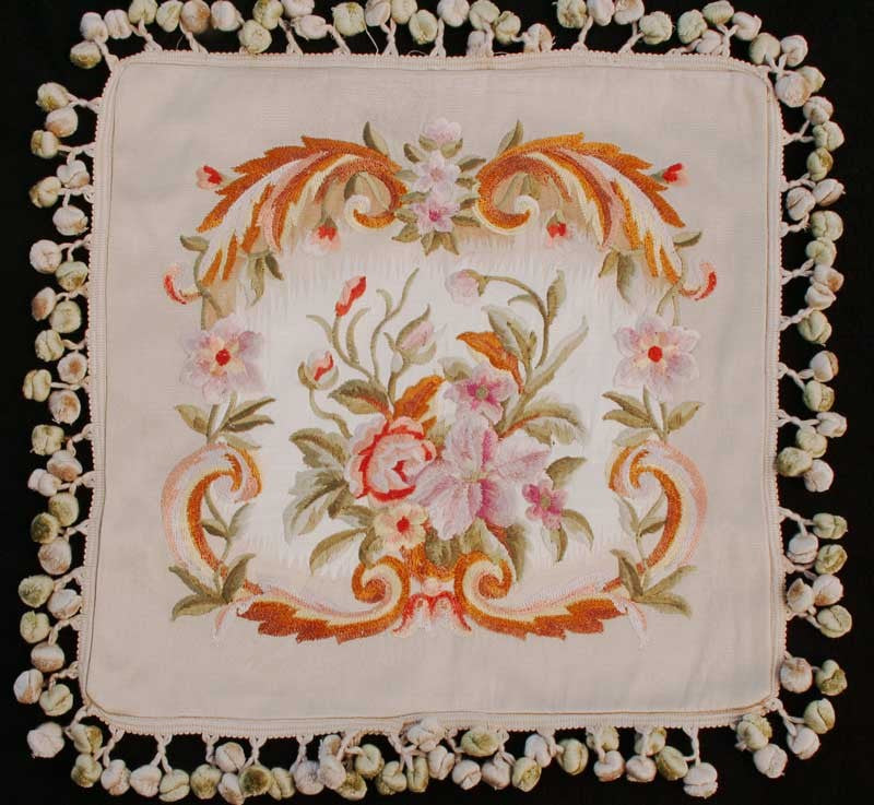 Ornate Square Embroidered Cream & Gold- 18" x 18"