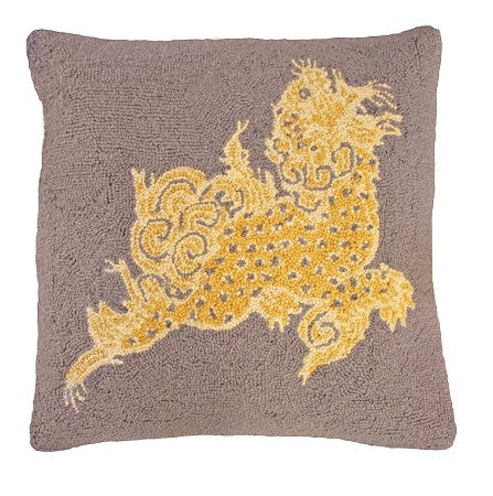 Dragon Sepia 20" x 20" Hooked Pillow