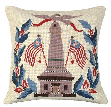 Monument/ Flags 18" x 18" Needlepoint PIllow