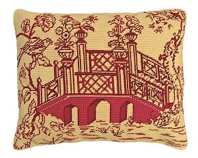 Red Bridge 16" x 20" Needlepoint Pillow