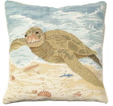 Sea Turtle 18" x 18" Needlepoint Pillow